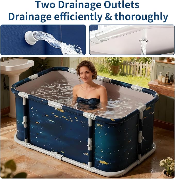 Portable Foldable Ice Bath Tub, Large Portable Soaking Bath Tub for Home Outdoors Gyms (Cosmic Planets)