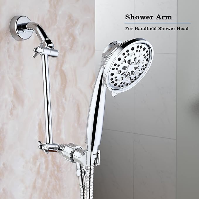 Chrome Shower Head Extension, 10 Inch Solid Brass Shower Extension Arm with Durable Anti-leak Lock Joints, Adjustable Shower Head Extension Arm