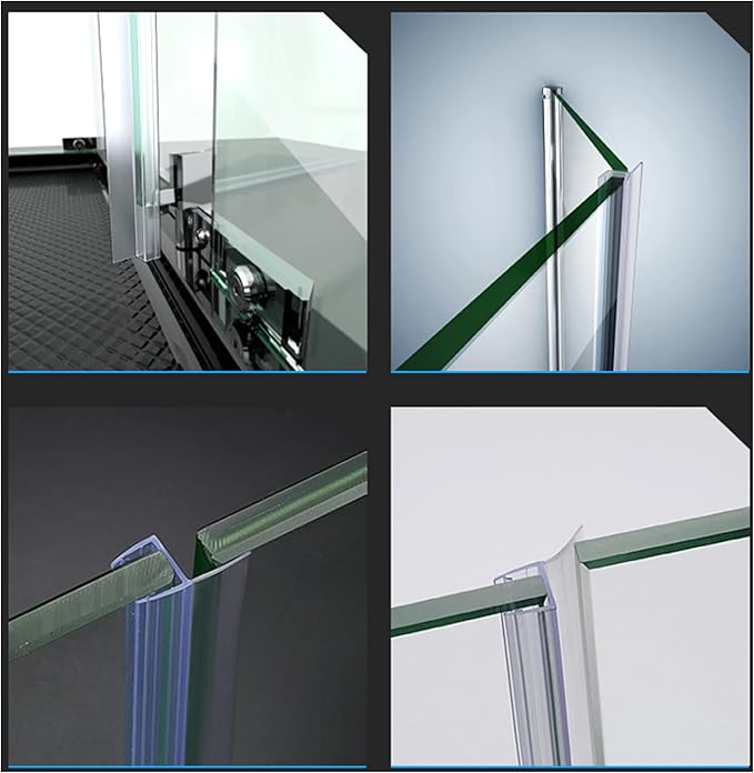 Side Seal Strip for Shower Door Sweep Stop Shower Leaking, 5-Pack*15.7inch Frameless Glass Seal Strip for 5/16″ Glass,Total Length 78.75″, 5 Section Segmented Installation(15.7inch*5)