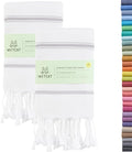 WETCAT Turkish Hand Towels with Hanging Loop, Set of 2 (20" x 30") 100% Turkish Cotton, Pre-Washed, Quick Drying, for Kitchen or Bathroom - Grey & White