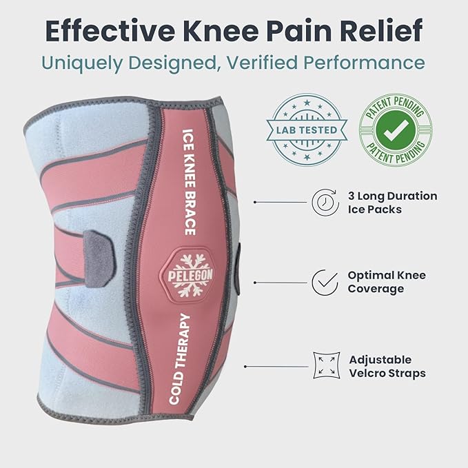 Knee Ice Pack Wrap (1 Pack) - Adjustable Ice Pack for Knees Surgery, Replacement, Arthritis Pain, ACL, Sports Injuries, Post Surgery, for Long Duration - 1 Pack (Pink)