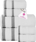 CASA COPENHAGEN Solitaire 6 Pieces Towel Set- Snow White, 600 GSM 2 Bath Towel 2 Hand Towel 2 Washcloth, Designed in Denmark Made of Soft Egyptian Cotton for Bathroom, Kitchen & Shower