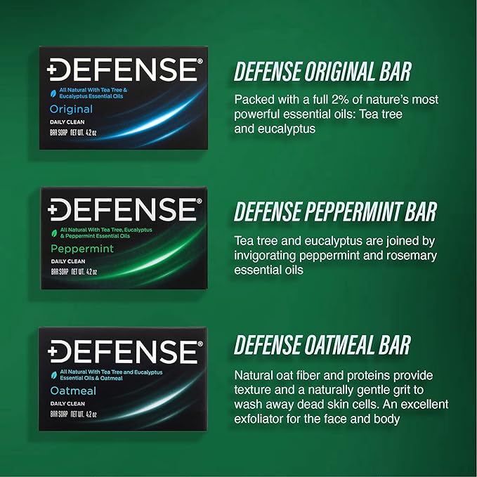 Defense Soap 12pk All Natural Peppermint Bar Soap for Men | Made by Wrestlers with Tea Tree Oil & Eucalyptus Oil to Promote Healthy Skin
