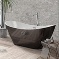 59 in Acrylic Freestanding Bathtub, Contemporary Stand Alone Tub,Black Soaking Tub, with Chrome Overflow and Drain,CUPC Certified