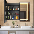 APRILSOUL 36X30 Inch Black Bathroom Medicine Cabinet with Mirror, Recessed or Surface Lighted Medicine Cabinet with 3 Colors Temperature, Dimmable Light