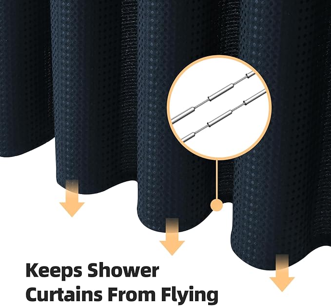 LaCyan 3 in 1 Waterproof Waffle Weave Shower Curtain and Clear Liner Set with 6 Stainless Steel Hooks Double Sided for Bathroom 72 Inches Heavy Duty Polyester Fabric Shower Curtains 36x72