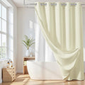 River Dream Cotton Blend Shower Curtain with Snap in Liner, Cream No Hook Shower Curtains for Bathroom, Hotel Grade, Water Repellent, 71" W x74 L