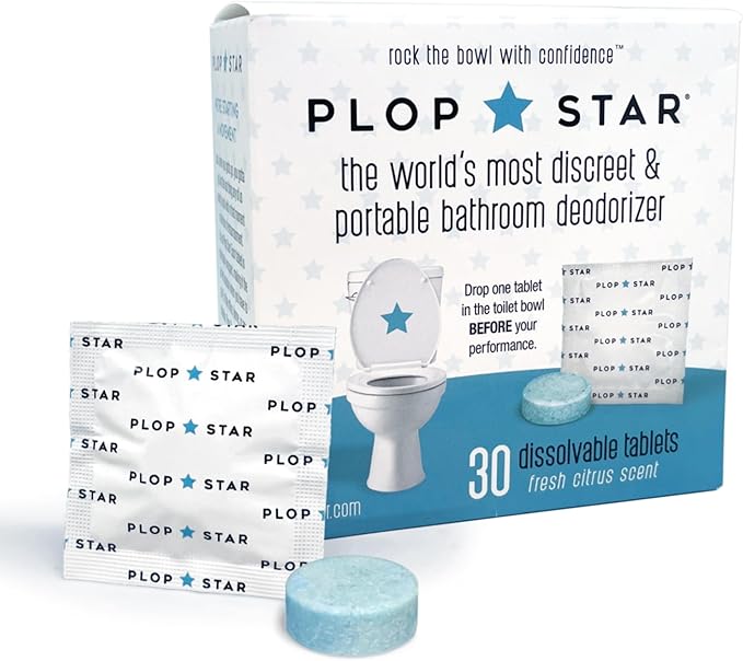 Odor Eliminating Toilet Tablets, Shark Tank Bathroom Deodorizer with Citrus Essential Oils, Individually-Wrapped Toilet Deodorizer, Single-Use Bathroom Odor Eliminator, 30 Tablets