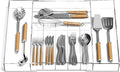 NIUBEE Expandable Kitchen Drawer Organizer for Flatware and Utensils,Clear Acrylic Adjustable Silverware Tray for Drawer,Office,Bathroom Supplies-9 Compartments