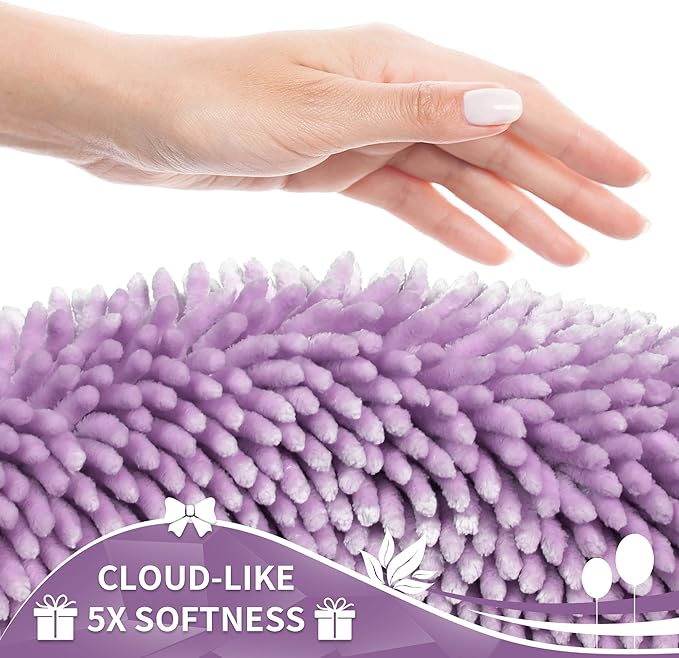 Yimobra Toilet Rugs U Shaped Washable, Extra Thick Soft Absorbent Chenille Contour Bathroom Rugs for Toilet 24x20 Inch, Quick Dry Non Slip Toilet Mat for Bath Floor, Lilac