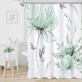 Long Boho Watercolor Floral Shower Curtain 72 x 78, Green and Grey Ink Painting Style Flower Shower Curtains for Chic Elegant Bathroom, Artistic 78 Inch Long Fabric Shower Curtain