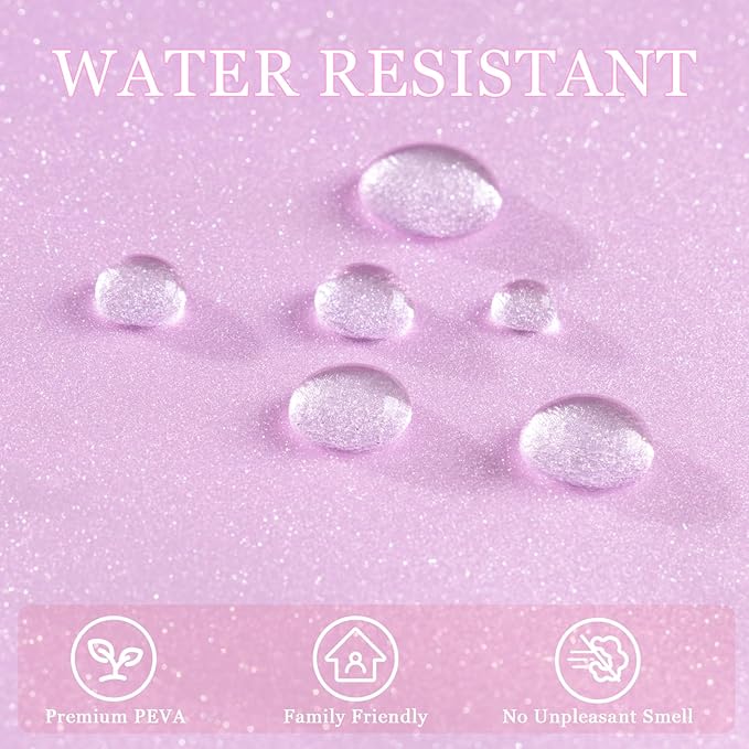 Dreamy Pink Glitter PEVA Shower Curtain, Waterproof Plastic Sparkle Shower Curtain Liner with 3 Large Magnets, 72 x 72 inch Shimmery Bathroom Décor Shower Curtain or Liner Rose Pink