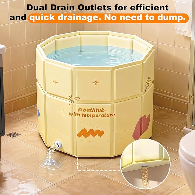 Portable Bathtub for Kids 27.5"x31.5" Collapsible Cold Plunge Bathtub Foldable No Installation Ice Bath Tub for Shower Stall, Bathroom Hot SPA Soaking Standing Tub