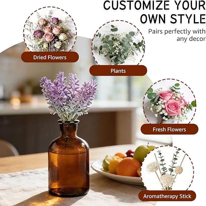 KEYWING Kitchen Soap Dispenser Set with Wood Tray, 16oz Amber Glass Soap Dispensers with Stainless Steel Pumps, Hand and Dish Soap Dispenser Set for Kitchen, Soap and Lotion Dispenser Set for Bathroom
