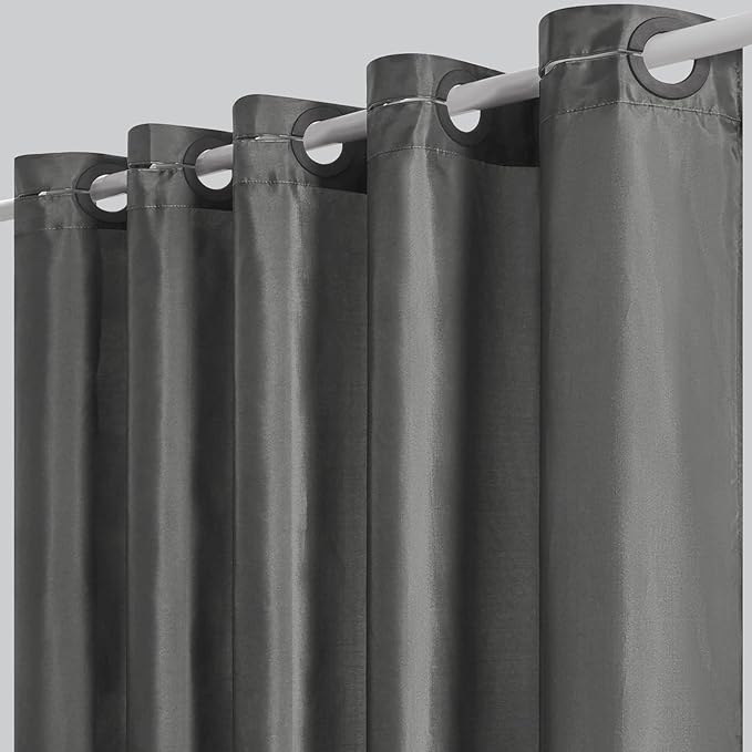 Furlinic No Hook Long Shower Curtain 78 Length,Soft Polyester Fabric Wahable Shower Curtain Liner,Modern Hotel Spa Style Bathroom Curtains with 10 Plastic Built-in Grommets,Dark Grey 72x78 Inch