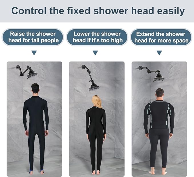 BRIGHT SHOWERS Brass Shower Arm Extender for Rain and Handheld Shower Head, 5 Inch Universal Shower Head Extension Arm, Height & Angle Adjustable, Oil-Rubbed Bronze