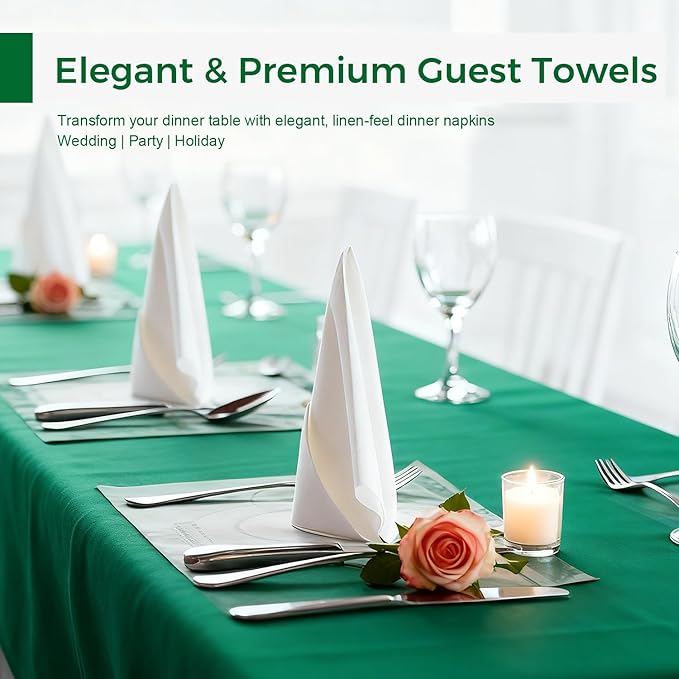 Charmount 300 Pack Disposable Paper Hand Towels Bulk, White Guest Towels Napkins for Bathroom, Linen-Feel Napkins Wedding, Party, Dinner, Everyday Use, or Decorative Cocktail