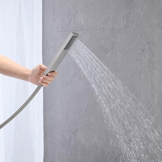 Freestanding Bathtub Faucet Tub Filler Brushed Nickel Floor Mount Bathroom Faucets Brass Single Handle with Hand Shower