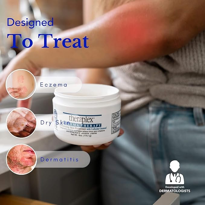 Theraplex Eczema Therapy (6 oz) - Moisturizing Skin Protectant with Natural Colloidal Oatmeal, Noncomedogenic, and Hypoallergenic, Fragrance-Free - National Eczema Association Seal of Approval