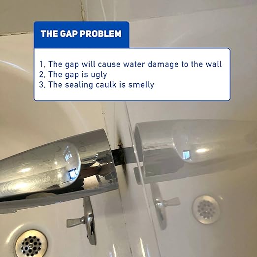 1/2" Thick Spacer for Tub Spout, Flange Trim Ring for Bath Faucet, Eschutcheon Cover Plate for Spigot with Split PVC Blocking Water, Shower Pipe Remodeling Sealer (304SUS-Chrome)