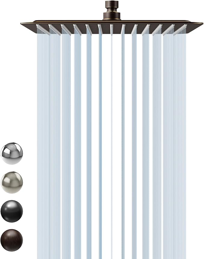 SR SUN RISE 12 Inch Brass Rain Shower Head Oil Rubbed Bronze High Pressure Rainfall Showerhead Water Saving