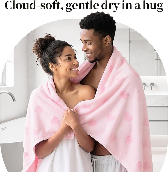 VOOVA & MOVAS Valentines Day Hand Towels 4-Pack, 100% Soft Cotton 18x28 Inch Hand Towels with Decorative Jacquard Heart,Baby Pink