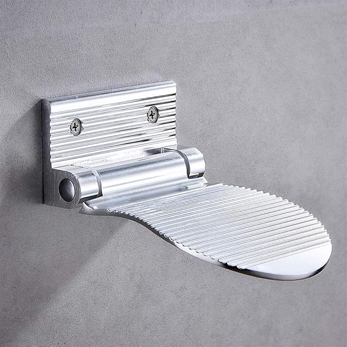 Shower Foot Rest, Modern Folding Foot Rest for Shower, Wall Mounted Metal Shower Foot Rest for Shaving Legs Aid Shower Step for Home Hotel Bathroom Use - YL00029 (Silver)