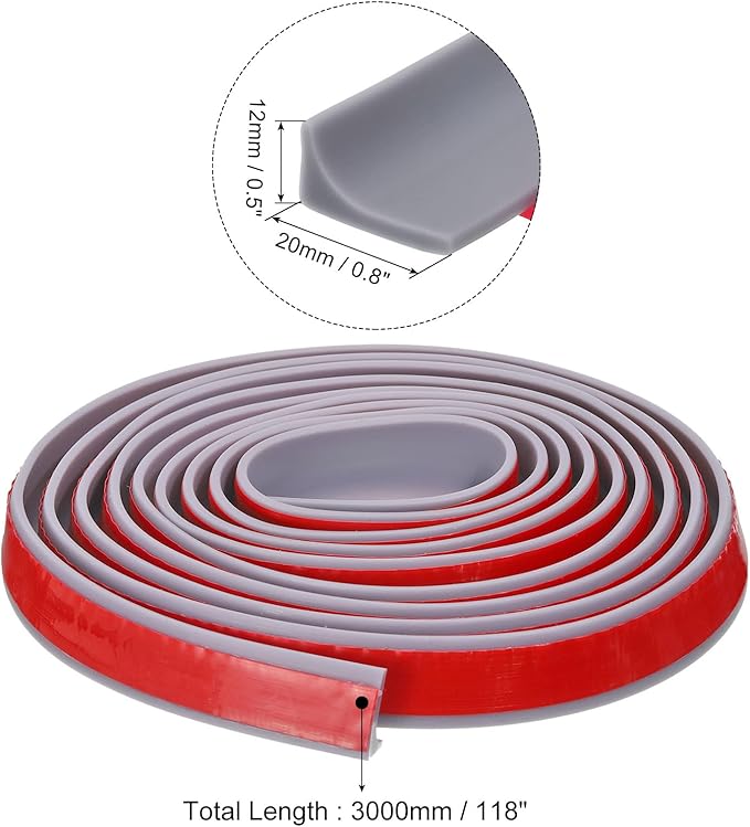 uxcell 118 Inch Collapsible Shower Barrier Stopper Water Splash Guard Blocker 118"Lx0.8"Wx0.5"H for Bathroom Kitchen Wet and Dry Separation, Gray