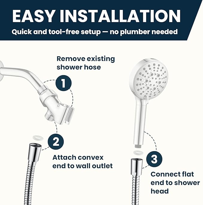 BRIGHT SHOWERS Extra Long Shower Hose 118 Inches – Stainless Steel Handheld Shower Hose with Brass Connectors, Anti-Kink, Leak-Proof, Easy to Install, Fits Most Shower Heads, Polished Chrome