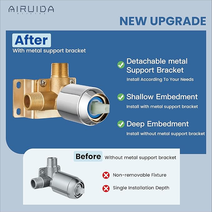 Airuida Shower Faucet Set and Handle Set Single Function Shower Trim Kit Ceiling Mount Rainfall Shower System with Male Threads and Rough-in Valve 10 Inch Square Shower Head Chrome Polish