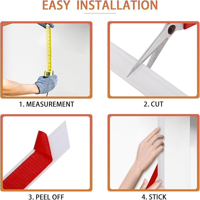 Peel and Stick Chair Rail Panel Molding, 240''L x 1.06''W Strong Self Adhesive TPE Wall Moulding Trim for Home DIY Decoration (Paintable White)
