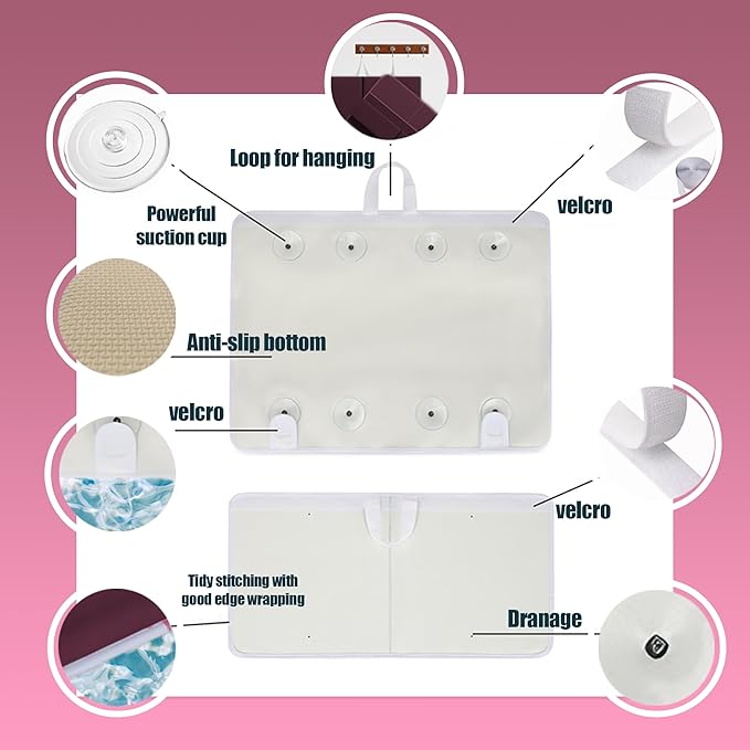 Supa Ant Baby Bath Kneeler and Elbow Rest Pad –Mom’s Choice Award Winner –US-Designed Extra Thick Bathtub Kneeling Pad with 8 Suction Cups, 5-Pocket Organizer, Non-Slip, Cushioned, Durable (Bordeaux)