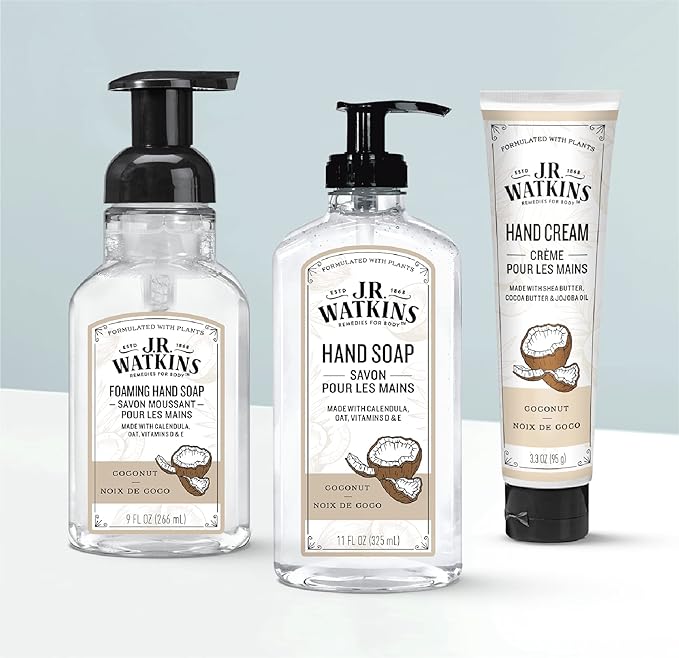 J.R. Watkins Gel Hand Soap, 3 Pack of 11 Fl Oz, Coconut