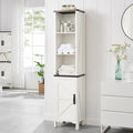 Bathroom Storage Cabinet, 5-Shelf Farmhouse Storage Cabinet with Barn Door&Adjustable Shelves, Bathroom Organizer for Living Room, Kitchen (Antique White)
