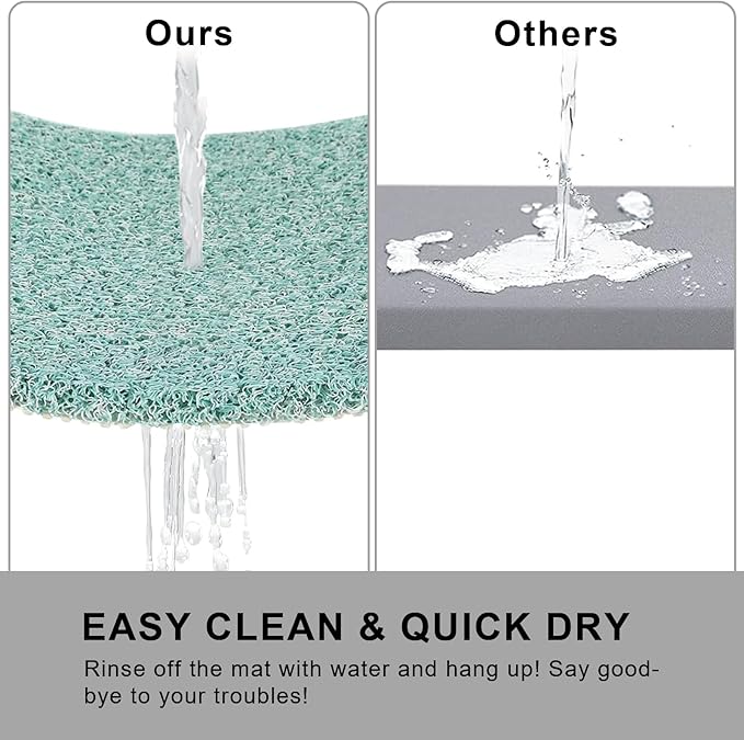 Nonslip Bathtub Mat, Anti Slip Bath Mat 0.6" Extra Thick, Quick Dry Bath Tub Anti Slip Shower Mat, Loofah Non-Slip Bath Mat for Tub Bathroom Pool Kitchen Entryway Home Hotel(Blue 16x24)