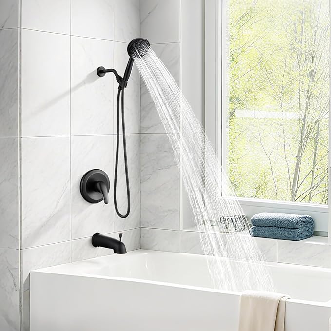 gotonovo Bathroom Shower Head Kit High Pressure Combo System Shower Faucet 6 Modes ABS Handheld Spray Shower Trim Kit Valve Included Shower Head and Handle Set Oil Rubbed Bronze