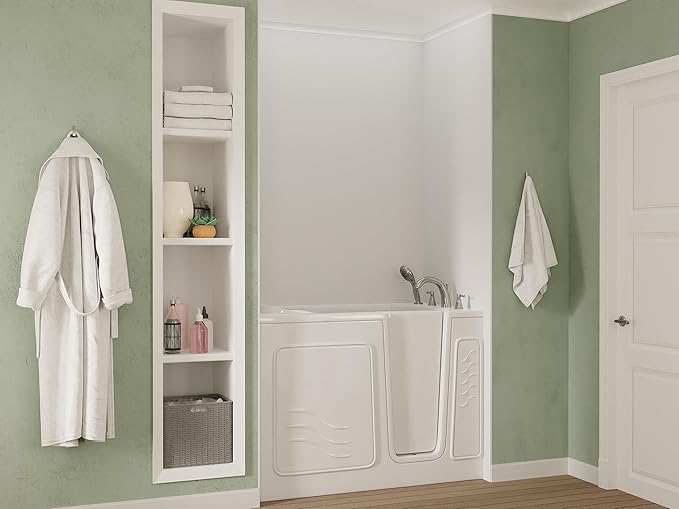 ANZZI Walk In Tub 53'' x 30'' Right Drain Oriented Tub in White, Easy Entry, Non-Electrical, Quick Fill, Slip-Resistant, Modern Chrome Trim