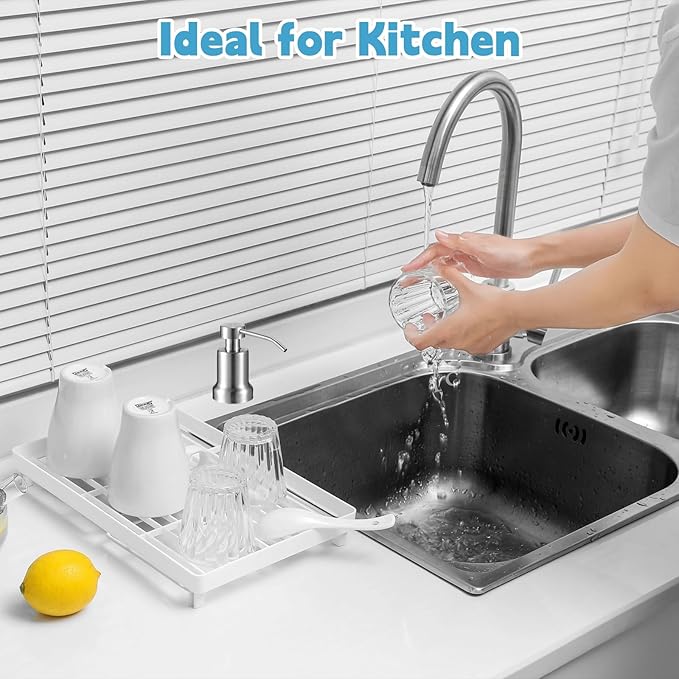 Foaming Soap Dispenser for Kitchen Sink, Kitchen Bathroom Soap Dispenser Pump, Foaming Hand Soap Dispenserr, Stainless Steel Foam Soap Dispenserr with 21oz Under Counter Plastic Bottle