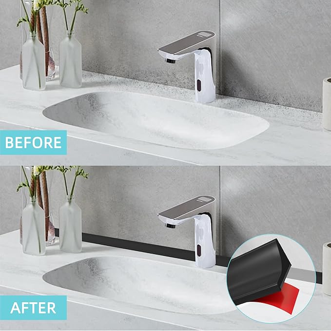 Shower Threshold Water Dam,Walk in Shower Water Guard, Shower Dam Water Barrier Bathroom Sink Splash for Dry And Wet Separation Caulk Seal Strip Edge Trim (39Inch, Black)