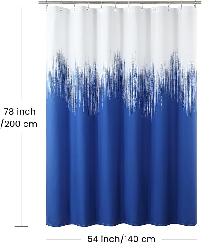 Long Stall Fabric Shower Curtain, Royal Blue Cloth Shower Curtains for Bathroom, Modern Bathroom Small Curtains, 54" W x 78" H