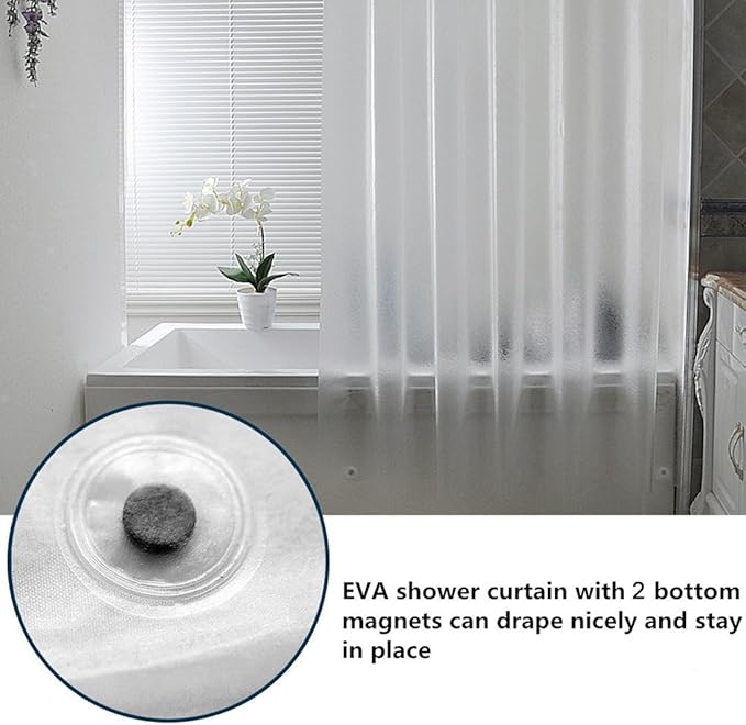 AooHome Shower Stall Curtain Liner for Small Size 36x72 Inch, 8G Eva Half Shower Curtain Frosted Pattern Narrow Standing Single Water Repellent Shower Liner, Semi Transparent