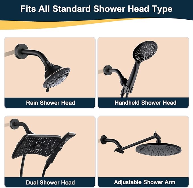 BRIGHT SHOWERS Brass Shower Arm with Flange 6 Inch Wall Mounted Shower Pipe Arm Extension for Fixed Shower Head and Handheld Showerhead, Oil-Rubbed Bronze