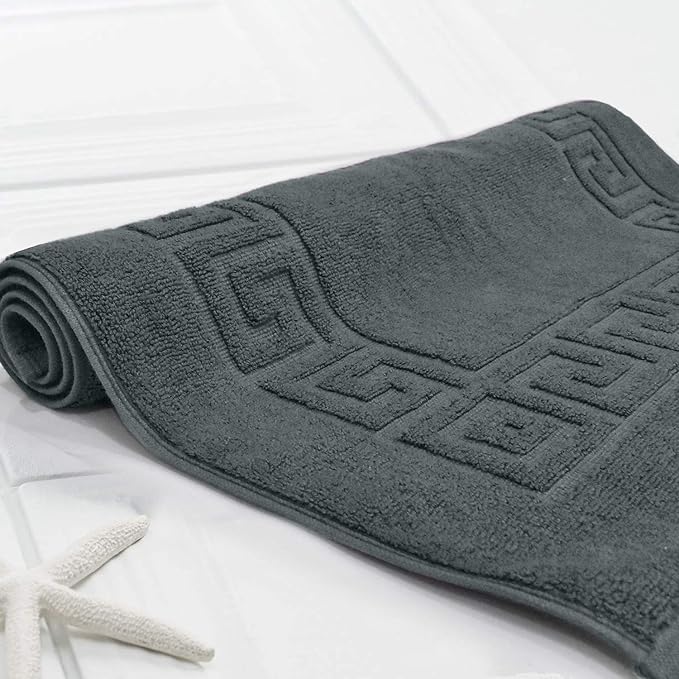 DAN RIVER Greek Cotton Bath Mats Set of 2 – Not a Bathroom Rug, Ultra Soft, Highly Absorbent & Machine Washable Bath Mat Towel for Bathroom Floor Mat – Durable, Quick-Dry, 21x34 Inches, Grey