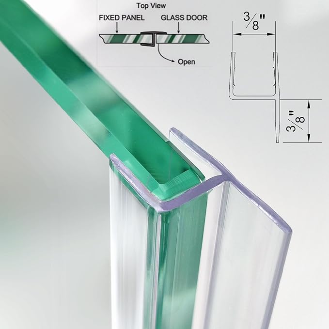 Shower Door Seal Strip Kit 3 Packs, 2 PCS 76" Shower Door Side Seals and 1 PC 36" Shower Door Sweep Bottom Seal for 3/8" (10mm) Thick Glass Shower Door Polycarbonate