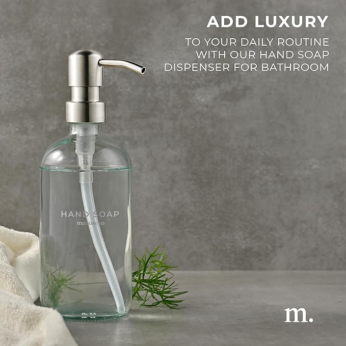 MaisoNovo Soap Dispenser 1-Piece Set | 16.9oz Clear Bottles with Silver Stainless Steel Pump