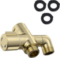 Solid Brass 3-Way Shower Arm Diverter Valve for Handheld Shower Head and Fixed Spray Head, G1/2 Universal Bathroom System Component Replacement Part (Brushed Gold)