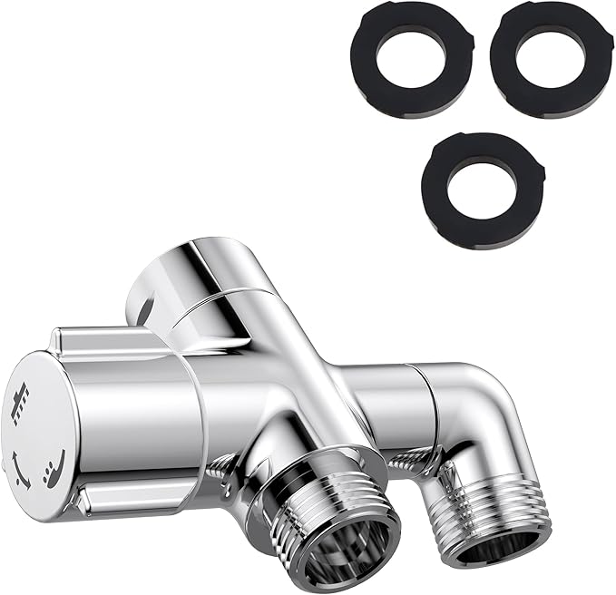 Solid Brass 3 Way Shower Arm Diverter Valve for Handheld Shower Head and Fixed Spray Head, G1/2 Universal Bathroom System Component Replacement Part (Chrome Finish)