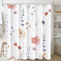 Gibelle Watercolor Floral Shower Curtain, Coral Beige Flower Shower Curtain for Bathroom, Modern Minimalist White Waterproof Fabric Shower Curtain Set 72x72 Inch