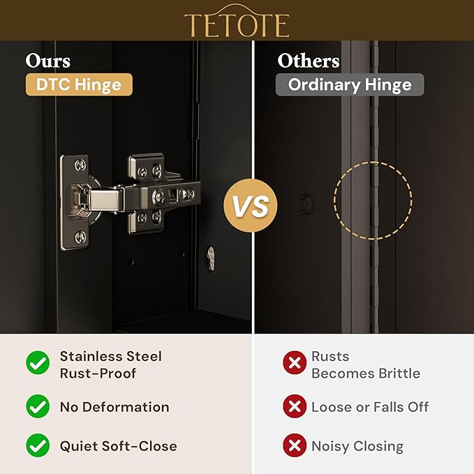TETOTE 20 x 26 Bathroom Vanity Mirror Cabinet with Tempered Beveled Mirror Black Medicine Cabinet Aluminum Cabinet DTC Hinges, Stepless Adjustable Shelves, Recessed/Surface-Mounted