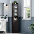 Tall Bathroom Storage Cabinet, Narrow Storage Cabinet with Adjustable Shelf Thin Linen Tower Two-Way Doors Contemporary Cabinet for Bathroom, Kitchen, Living Room, Espresso